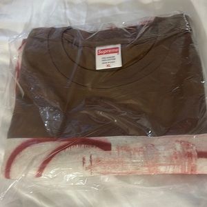 Brown Christopher Wool/ Supreme t-shirt in a size xtra large.